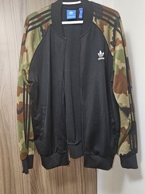 Adidas Black Jacket with Camo Sleeves XL